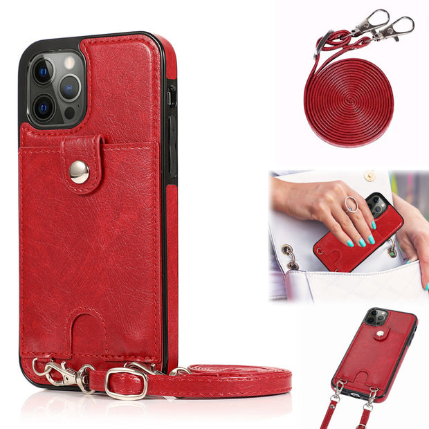 iPhone 12promax Card Phone Leather Case Apple 13 Silicone Soft 7/8P Oblique  Phone Cover