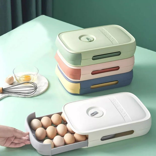 Household Refrigerator Fresh Egg Box Drawer Type With Lid Kitchen Storage Box Can Be Stacked Rolling Egg Type Egg Sorting Box