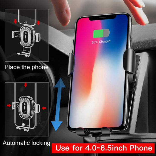 Baseus 10W QI Wireless Charger Car Holder For iPhone X Plus Samsung S8 S9 Fast Car Mount Wireless