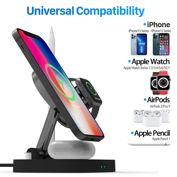 Vertical Magsafe Magnetic Folding Three-in-one Stand Mobile Phone Watch Headset 1 Generation Pen Four-in-one Wireless Charger