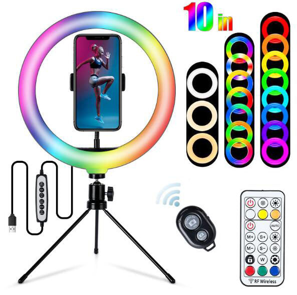 10-Inch Fill Light RGB Live Light Desktop Stand Selfie Ring Light Led Seven-Color Beauty Fill Light