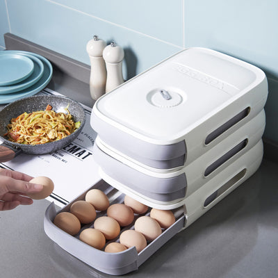 Household Refrigerator Fresh Egg Box Drawer Type With Lid Kitchen Storage Box Can Be Stacked Rolling Egg Type Egg Sorting Box