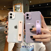 Soft Transparent Wrist Strap Phone Case For iPhone 11 12 mini Pro Max X XR Xs Max 7 8 Plus SE  Kickstand Cases Cover