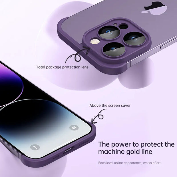 Luxury With Lens Protector Corner Pad Soft Silicone Case For iPhone 15 14 Pro Max Shockproof Phone Cover For iPhone 15 12 13 14