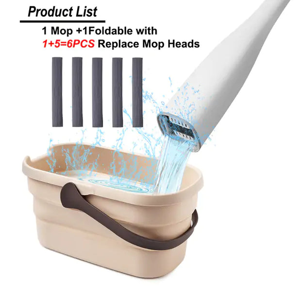 Yocada Flat Mop with Foldable Bucket