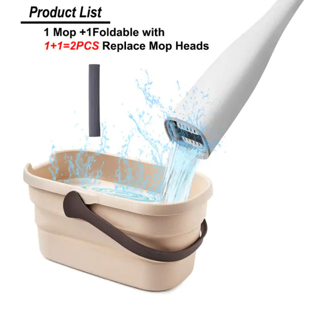 Yocada Flat Mop with Foldable Bucket